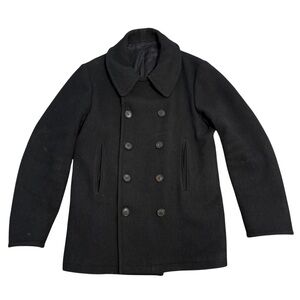 A.P.C. Wool Double Breasted Peacoat Men's Medium Black Heavy Excellent Condition